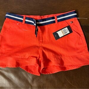 Tommy Hilfiger Kids Bright Red Shorts with Navy and White Belt